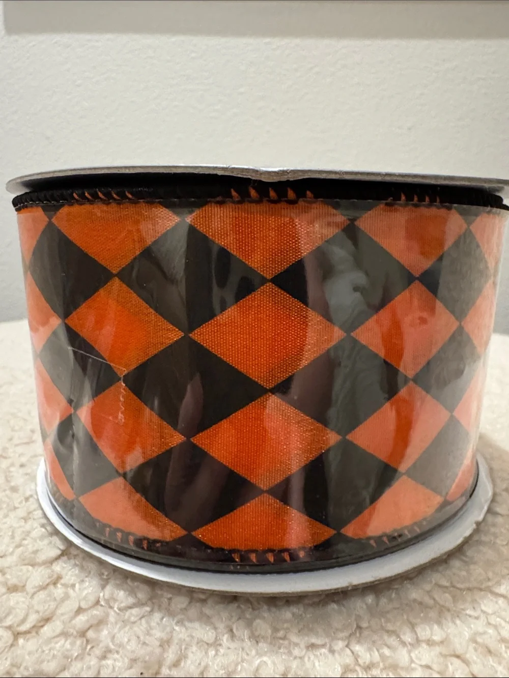Festive Orange and Black Harlequin Ribbon or Garland